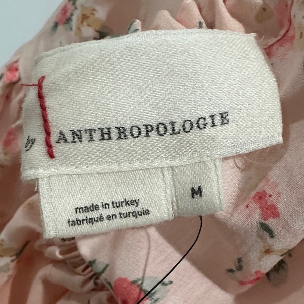 NWT Anthropology Coquette Girl Cropped Bubble Puff Sleeve Cinch Blouse Size M - Picture 8 of 11